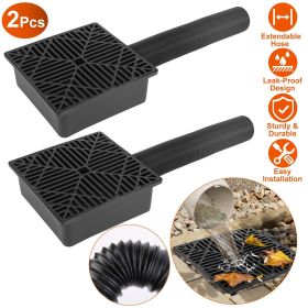 2Pcs 4.9FT Flexible Extendable Hose Gutter Downspout Extension Low Profile No Deep Digging Catch Basin Downspout Extender with  For House Foundat
